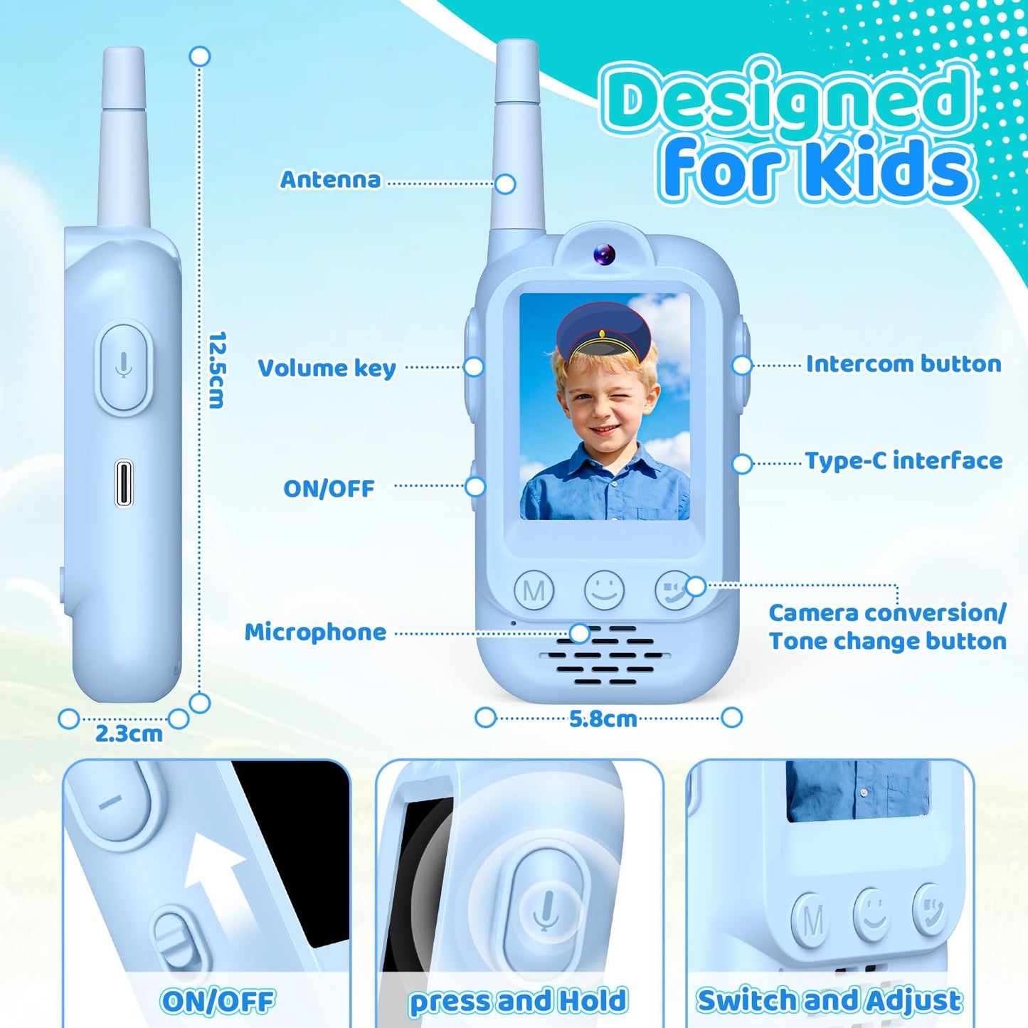 Upgraded Video Walkie Talkies for Kids, Exssary Toys for 3 4 5 6 7 8 Year Old Boys Birthday Gifts Outdoor Toys for Kids 3-5 HD Camera & Fun Voice Changer Rechargeable Walkie Talkies 2 Pack