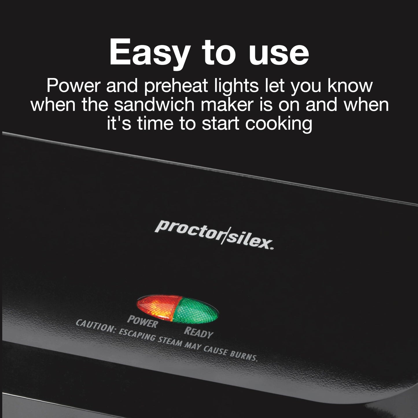 Proctor Silex 4 Serving Panini Press, Sandwich Maker and Compact Indoor Grill, Upright Storage, Easy Clean Nonstick Grids, Black (25440PS)