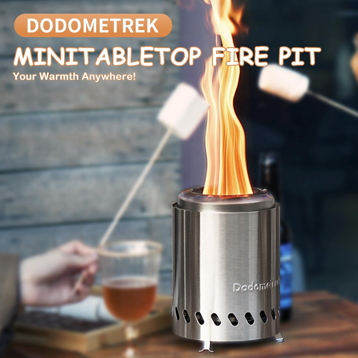 Mini Smokeless Fire Pit, Small Firepit with Stand, Portable Fire Pit 5 Inch Stainless Steel