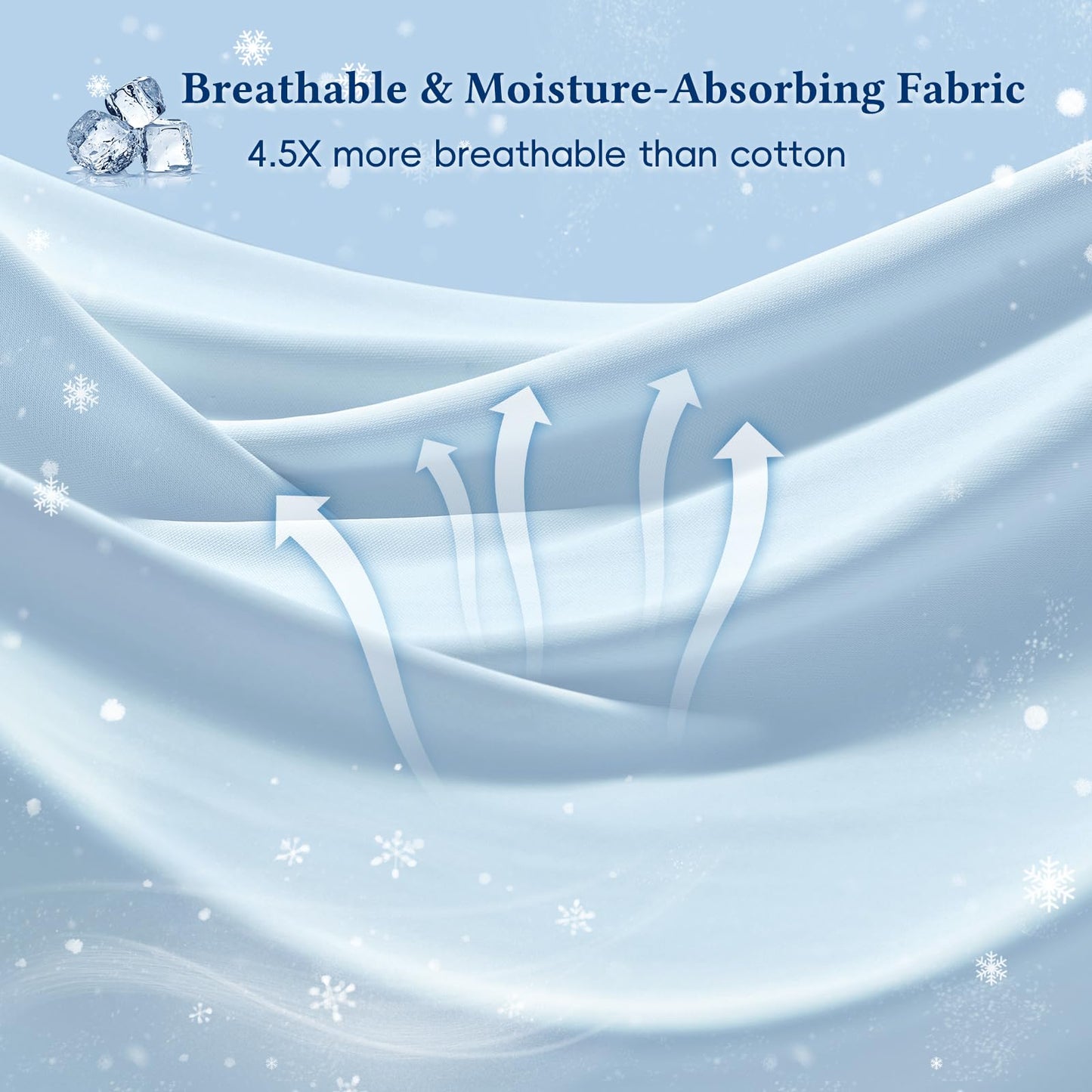 David's Home Ultra Cooling Fitted Sheet Set Queen Size, Q-Max >0.48 with 2 Pillowcases 4 Reinforced Elastic Corner Straps, Soft Lightweight Breathable Summer for Night Sweats Hot Sleepers, Ice Blue