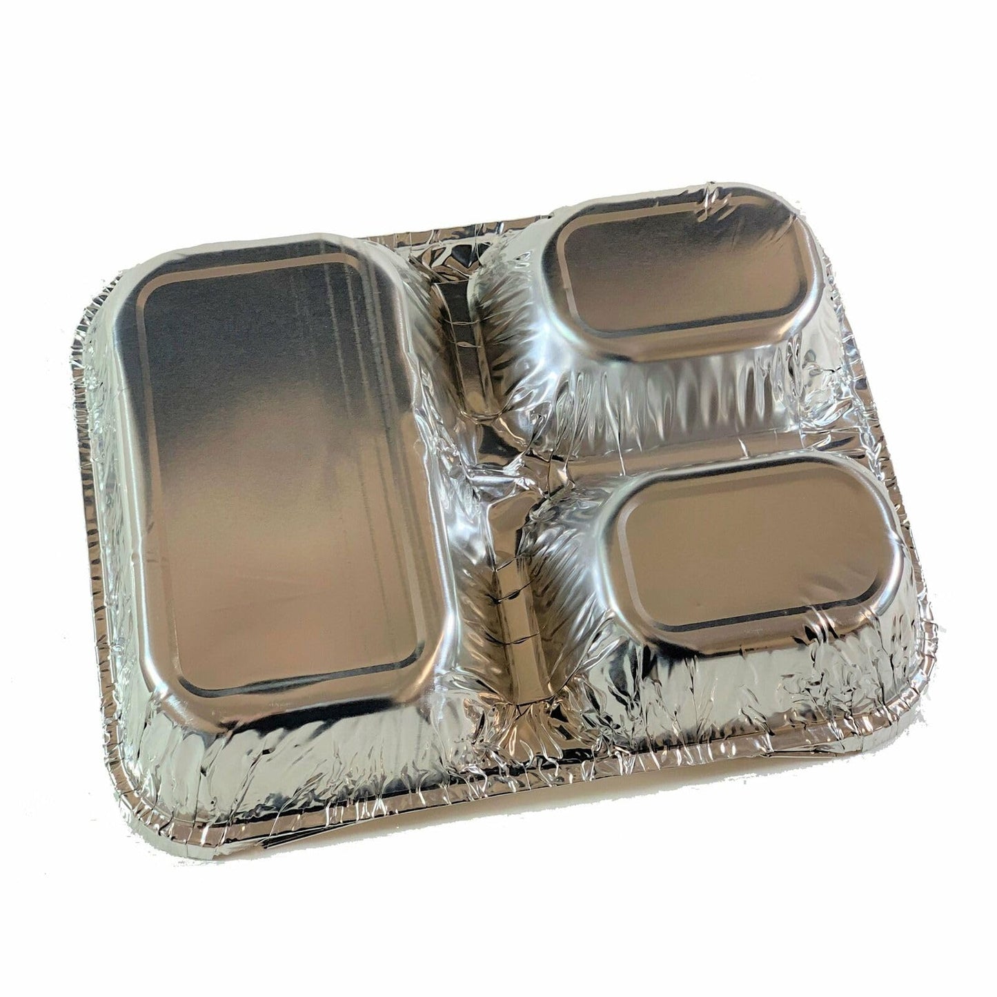 DCS Deals Disposable Aluminum Dinner Tray with Paper Lids – 3 Compartment Foil Pan – Perfect for On the Go Lunches, Leftovers, TV Plate or Takeout Convenient Airline Food Tray (25)