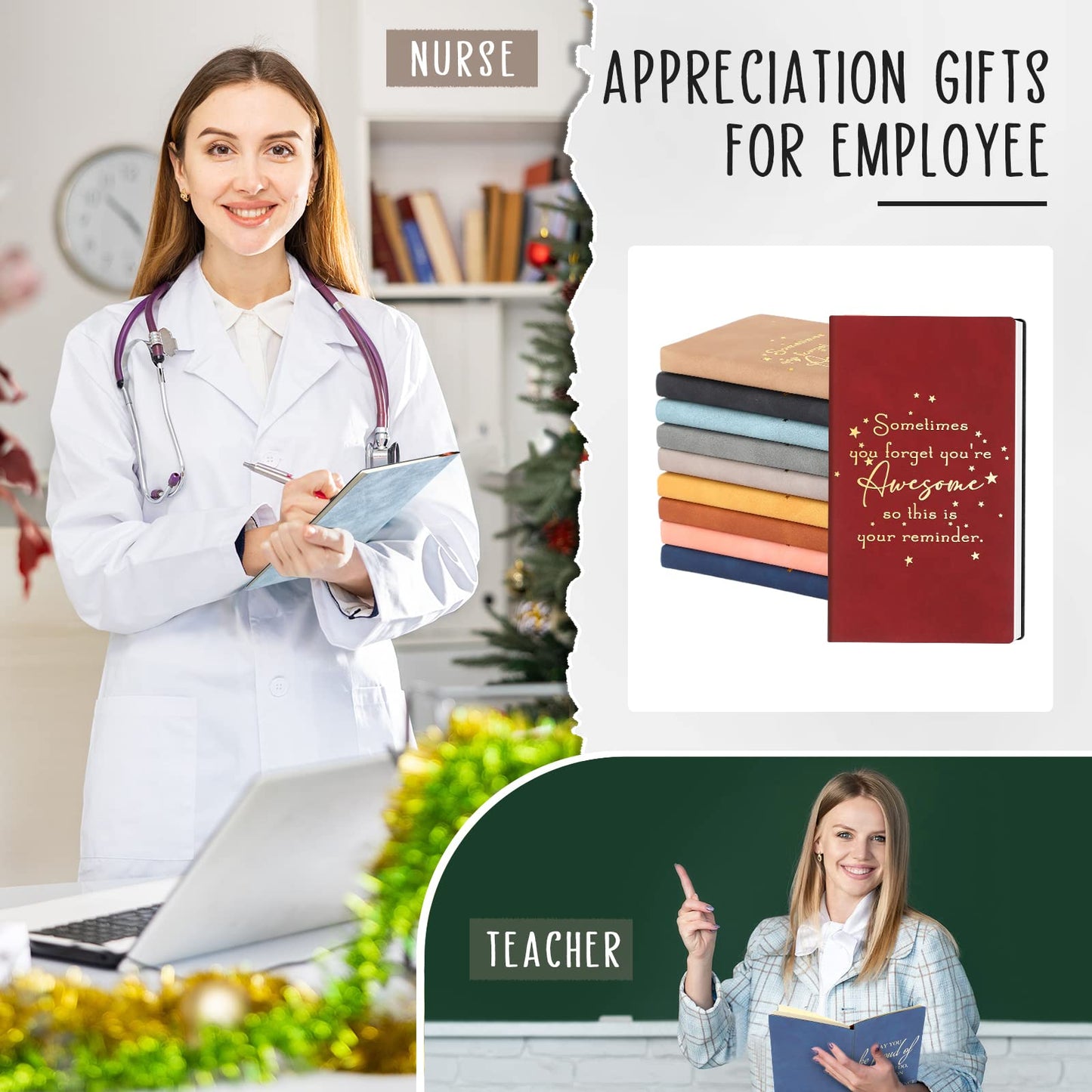 Fuutreo 10 Pcs Bulk Leather Notebook Appreciation Gift for Employee Coworker CNA Week Inspirational A6 Notebook Thank You Journal Gift for Teacher Nurse Team Staff Office School(Forget)