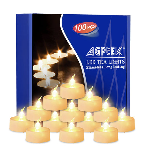 AGPTEK LED Candles Pack of 100 Flameless Tea Lights Electric Candle with Battery, Warm White