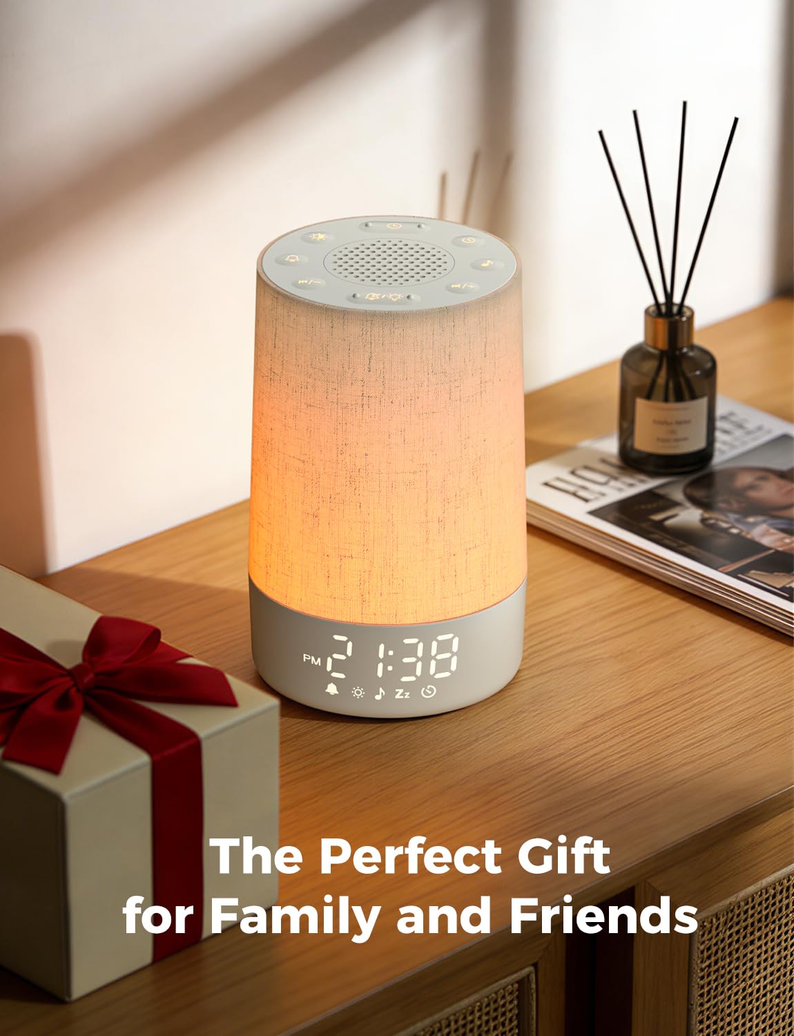 LIORQUE Sunrise Alarm Clock Wake Up Light 30 Soothing Sounds & White Noise, Digital Alarm Clock with Mains Powered for Bedroom, Adjustable 10 Brightness Levels & Night Light for Kids Adults