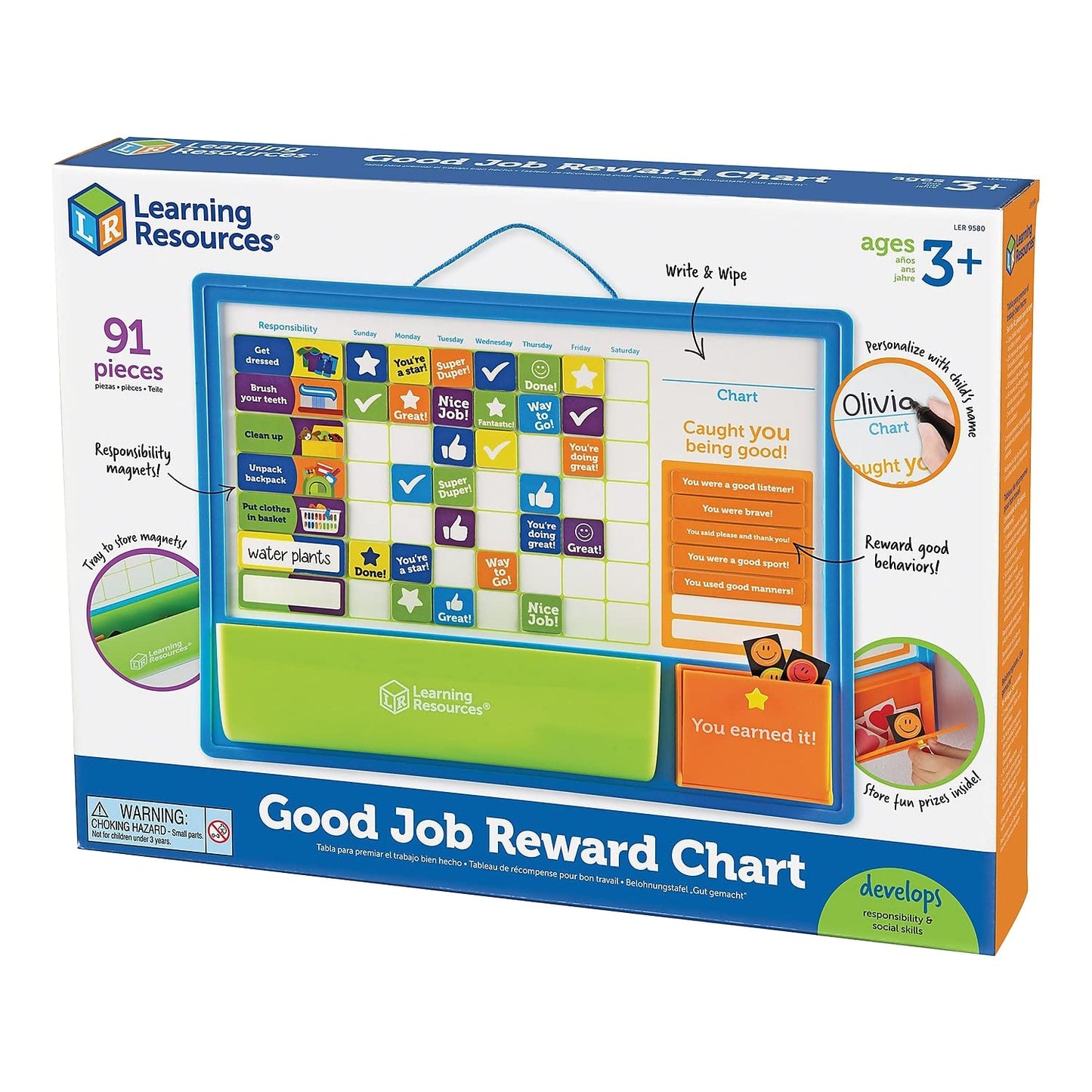 Learning Resources LER9580 Good Job Reward Chart, Custom Chore Chart for Kids, Multicolor