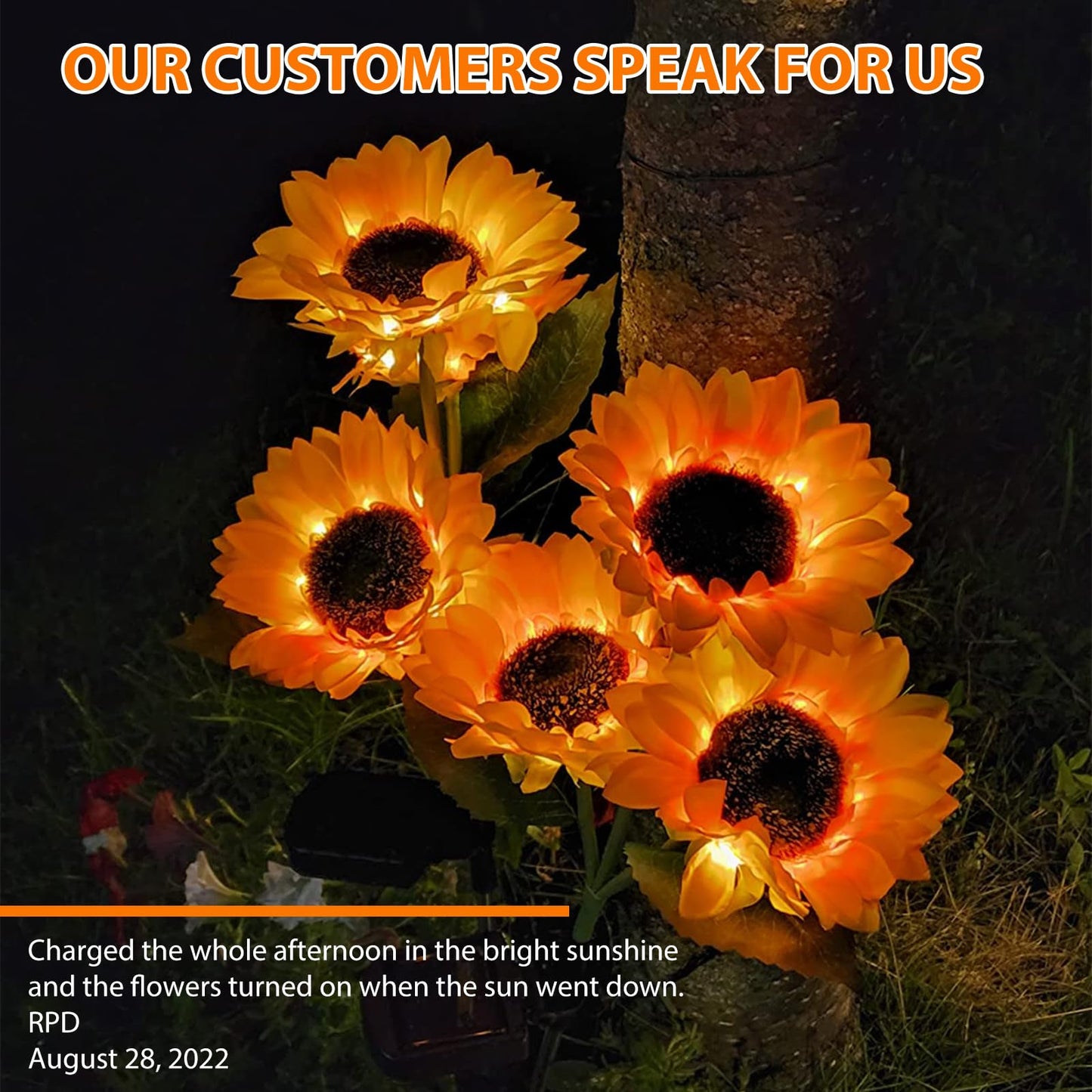 Meagoo Solar Sunflower Lights, 800mA Solar Garden Light with Real Looking Flowers Outdoor Waterproof Solar Stake Lights for Back Yard, Flower Bed, Pathway, Patio, Porch, Fall Decoration