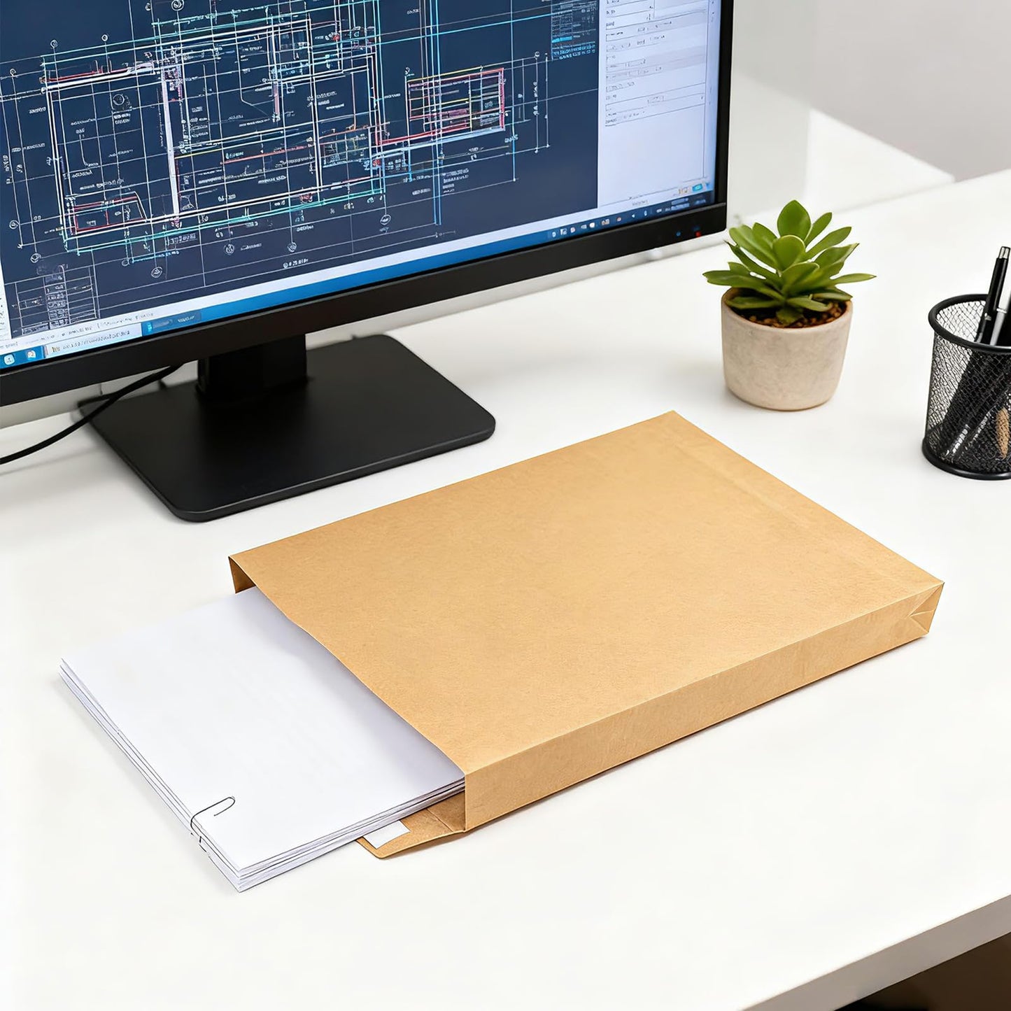 Neehows 25 Pack Expandable Large Kraft Envelopes, 9.3" x 13" Big Mailing Envelopes Self Seal Anti Tear Catalog Envelopes for Business Office Paper Documents File Storage - Brown