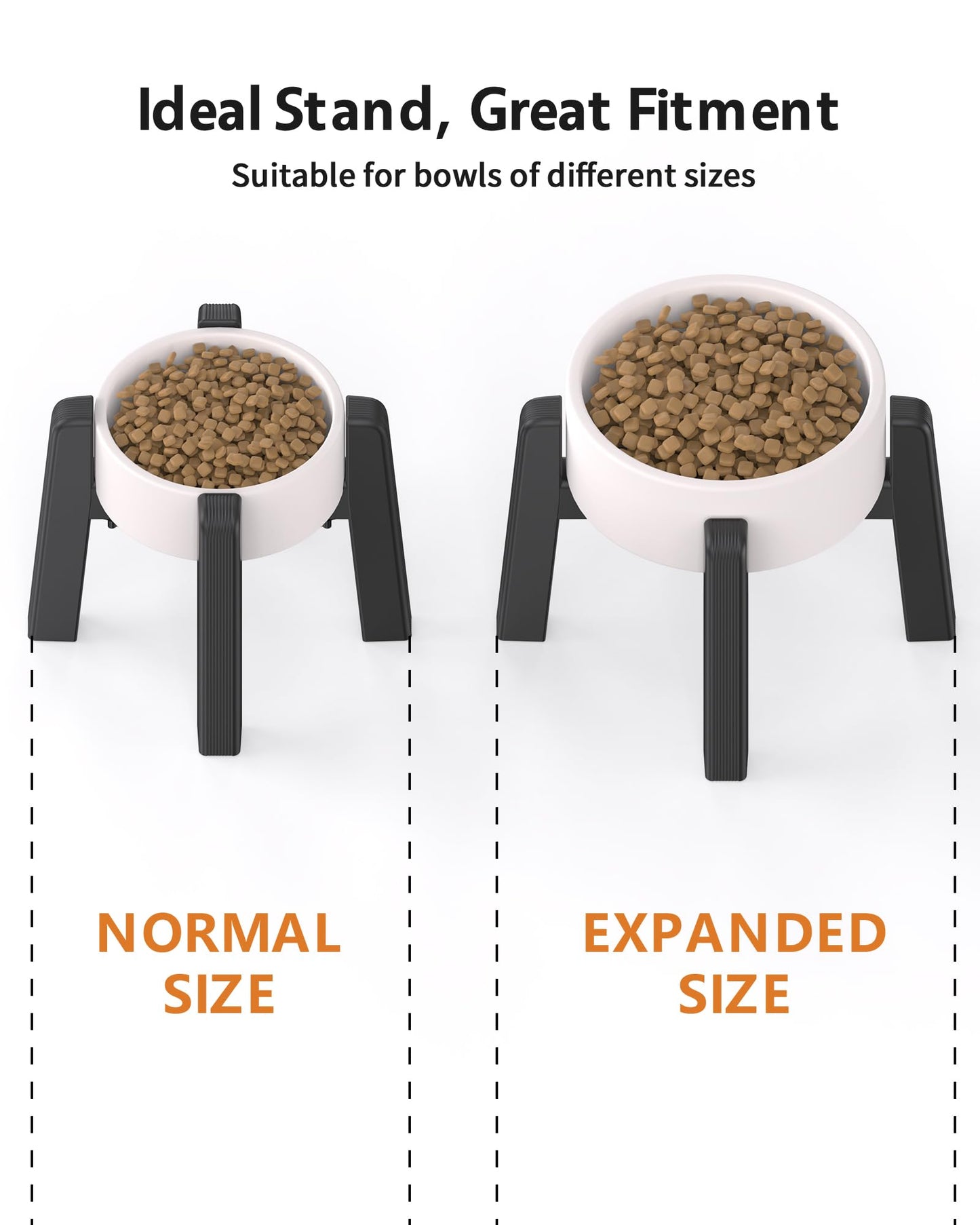 CZPET Dog Bowl Stand with Adjustable Width [2 Pack, Stand Only], Elevated Pet Water & Food Bowl for Medium Pets, Stable and Anti-Slip Raised Bowl