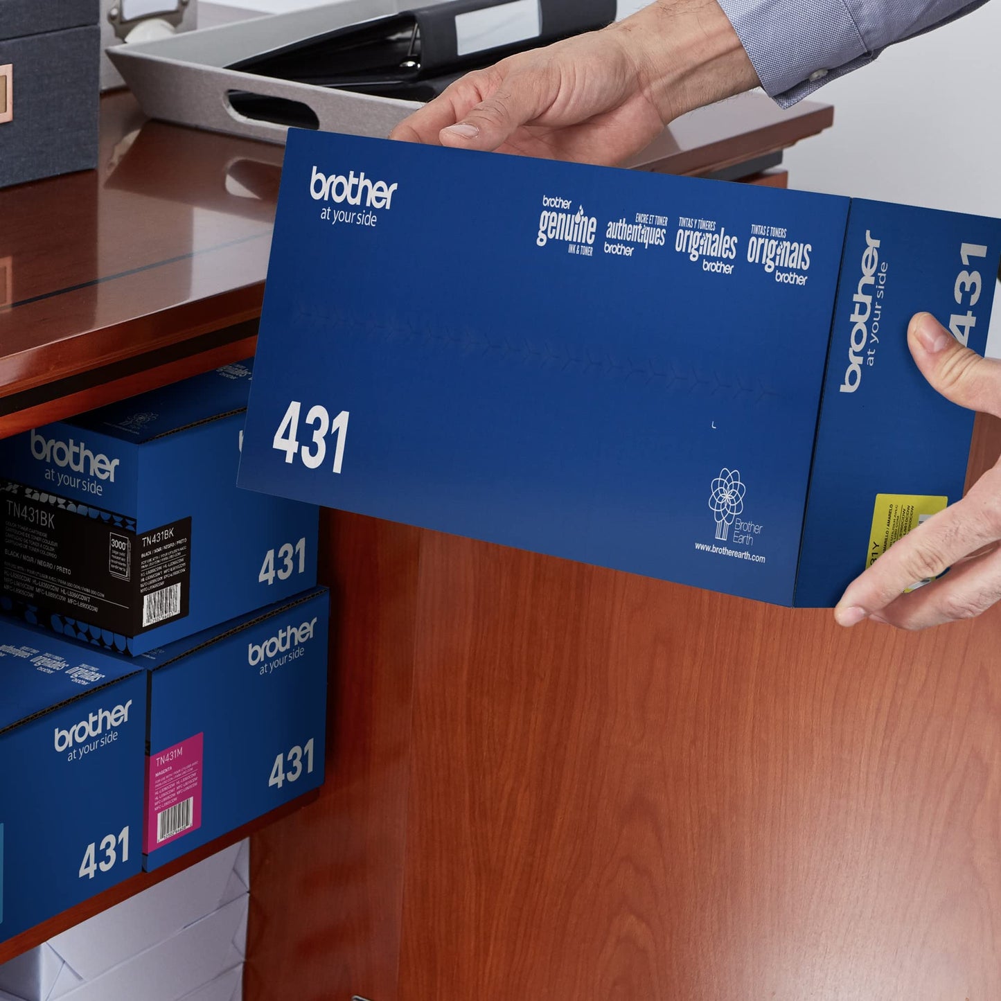 Brother original TN431Y Standard Yield Yellow Toner Cartridge, original toner replacement cartridges, toner for Brother laser printers HL-L8360CDW, HL-L9310CDW, MFC-L8610CDW, MFC-L8900CDW, and more