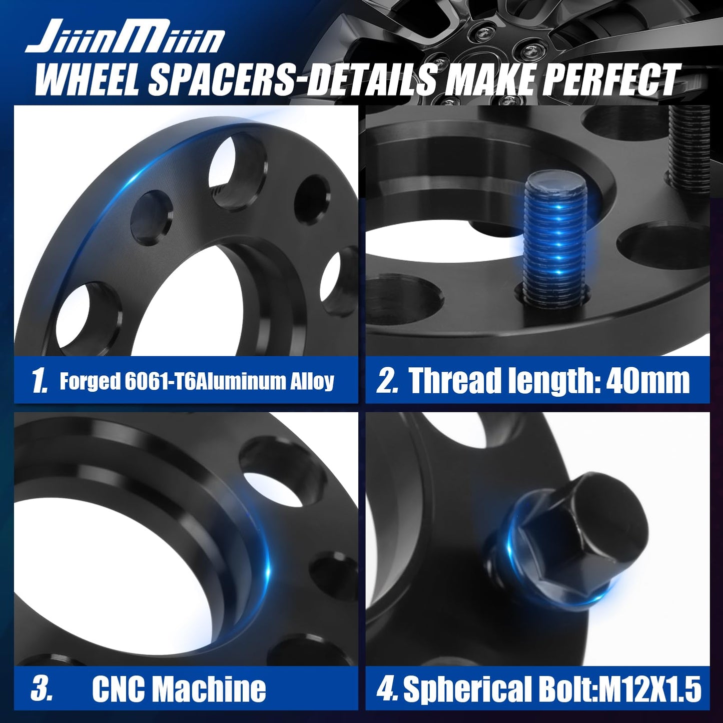 JiiinMiiin 5X120 Wheel Spacers, 2PCS 15mm Hubcentric Forged Adapters for E36 E46 E90 E92 E60 318i 323i 325i 328i 330i 335i 525i 545i Thread Pitch M12x1.5 Hub Bore 72.56mm