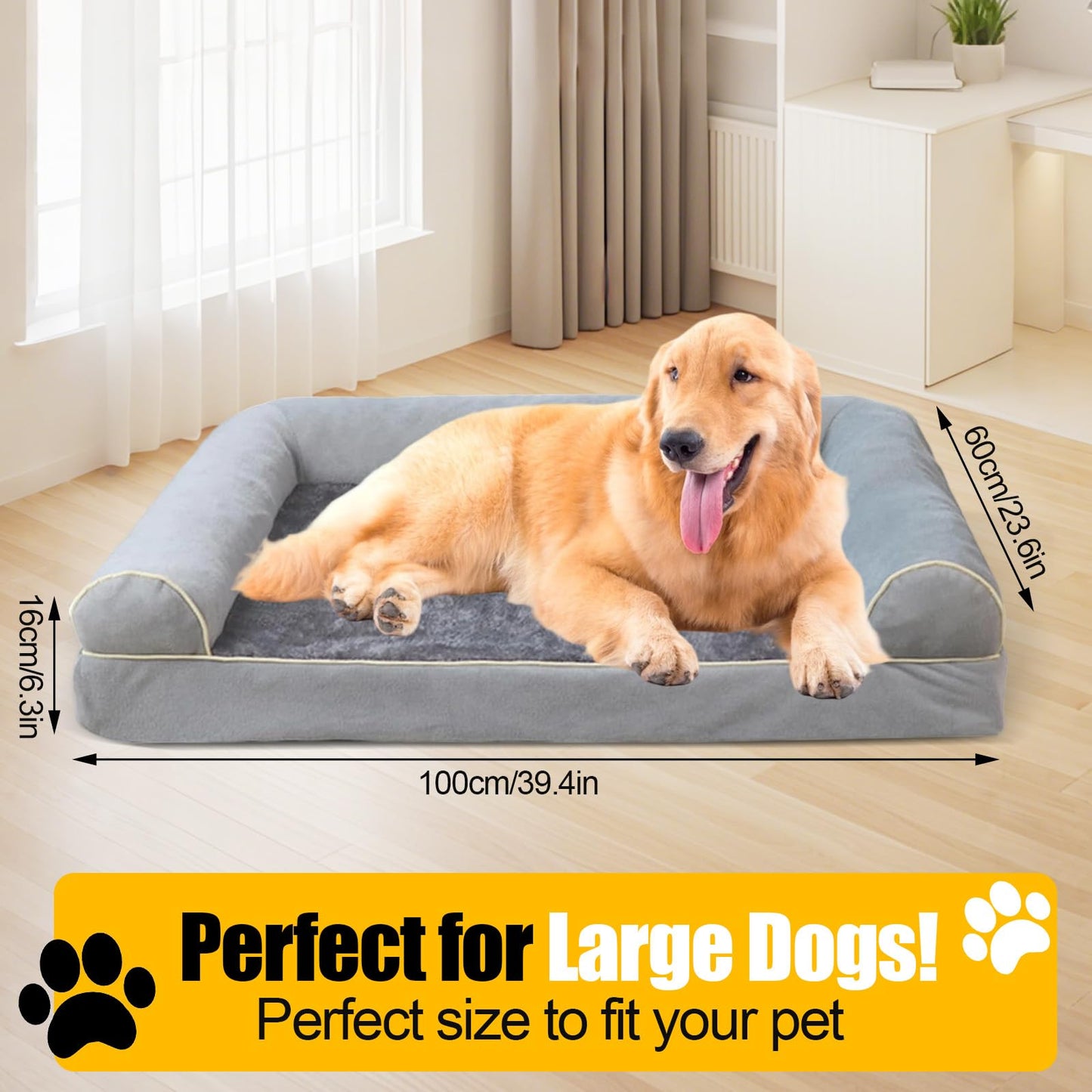 Dog Bed, Orthopedic Dog Beds for Medium Large Dogs,Washable Dog Pet Bed with Washable Removable Cover Soft Cotton Dog Couch XL100*60 * 16cm