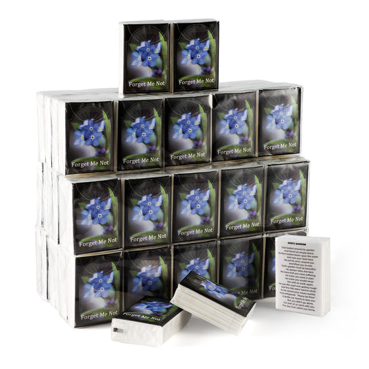 100 Pcs Bulk Memorial Facial Tissue Travel Packs,Funeral Tissues Packs Funeral Favor for Guests A Memorial Service,Dont Forget Me Pocket Tissues Celebration of Life Favors Ideas Funeral Decorations
