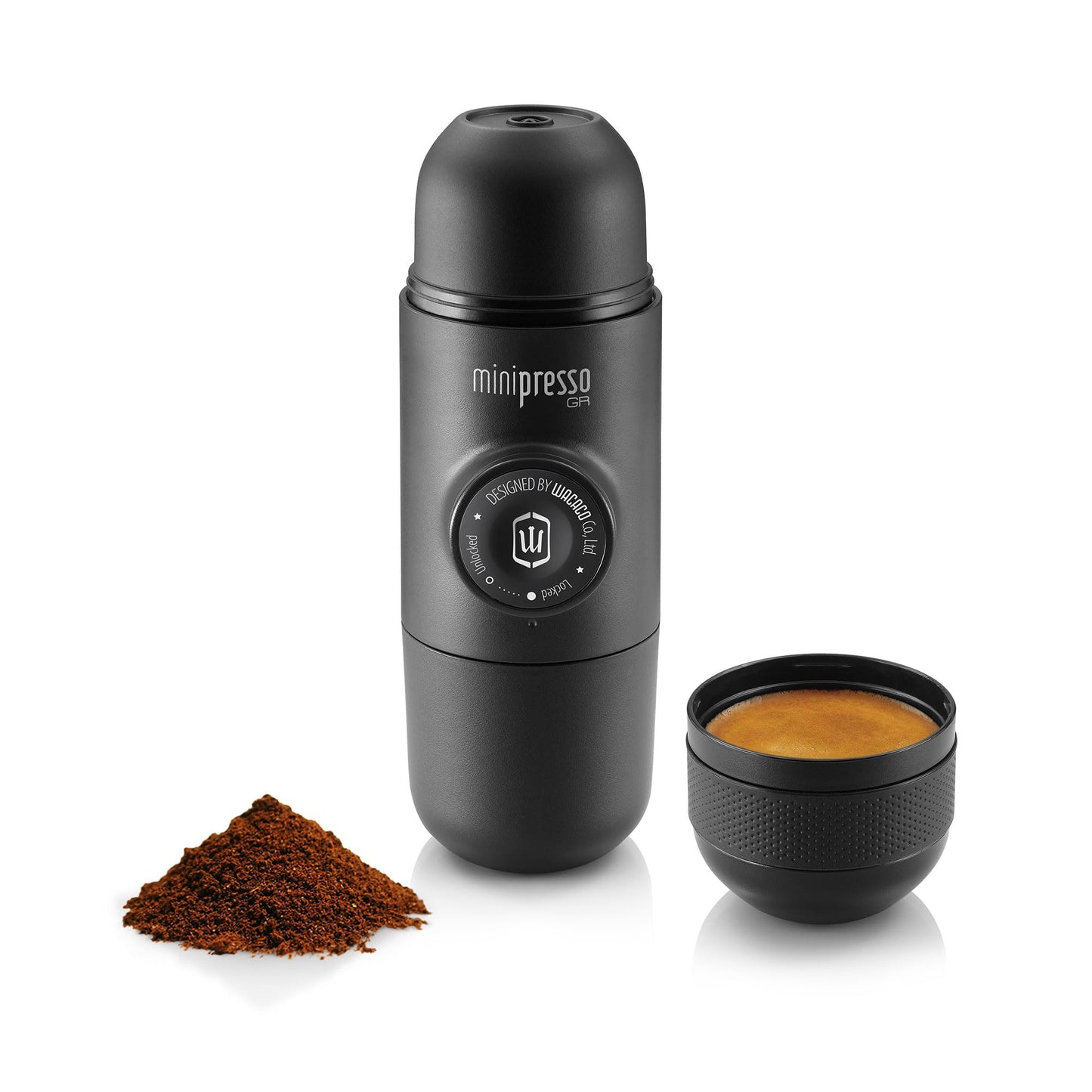 Wacaco Minipresso GR, Portable Espresso Machine, Compatible Ground Coffee, Small Travel Coffee Maker, Manually Operated from Piston Action