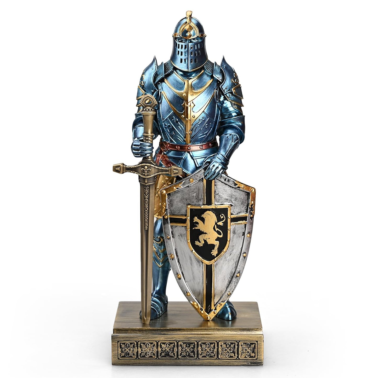 HDMbigmi King's Guard Ornament Knight Statue for Desk, Pen Holder Pen Stand Paperweight for Office and Home (Blue)