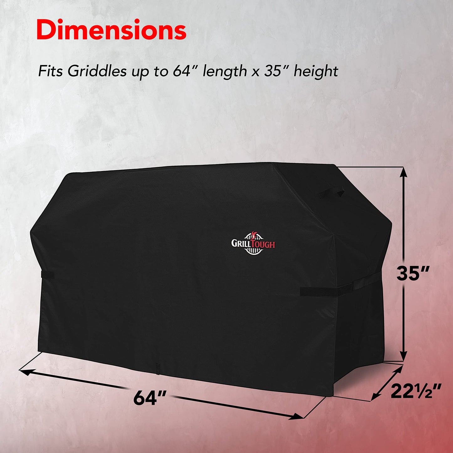 GrillTough Heavy Duty Griddle Cover for Outdoor Griddle, Fits 36 Inch Griddle – Waterproof, Weather Resistant, UV & Fade Resistant with Fastening Straps – Flat Grill Cover, Black