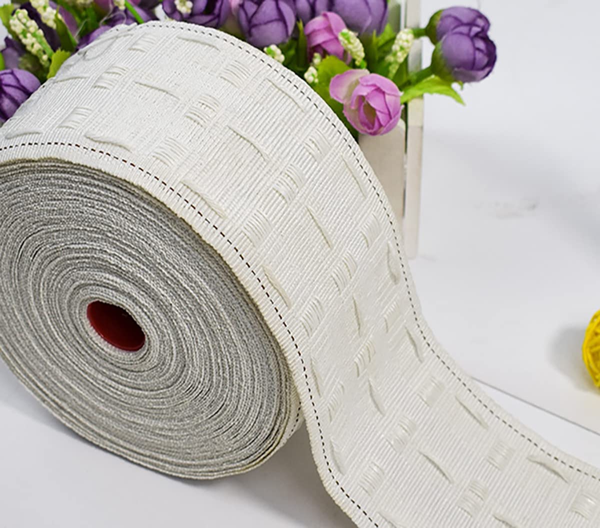Marcoborthers Curtain Pleating Tape 20 Yards White British Style with 100 Pcs Stainless Steel Curtain Pleat Hook Clip, Perfect for Making Home Decor Projects.