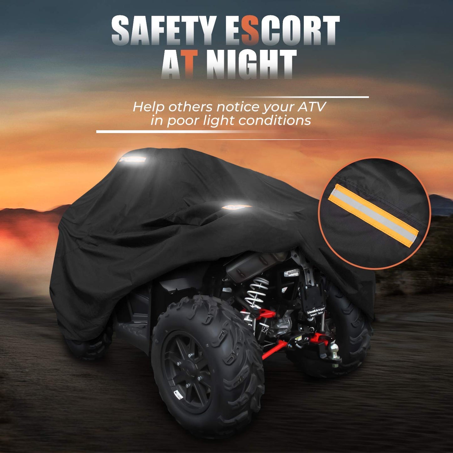 KEMIMOTO ATV Cover, Upgraded 300D Heavy Duty 4 Wheeler Cover Waterproof Windproof Compatible with Polaris Sportsman Fourtrax Grizzly Can am Kawasaki Suzuki 90'' x 43'' x 46''