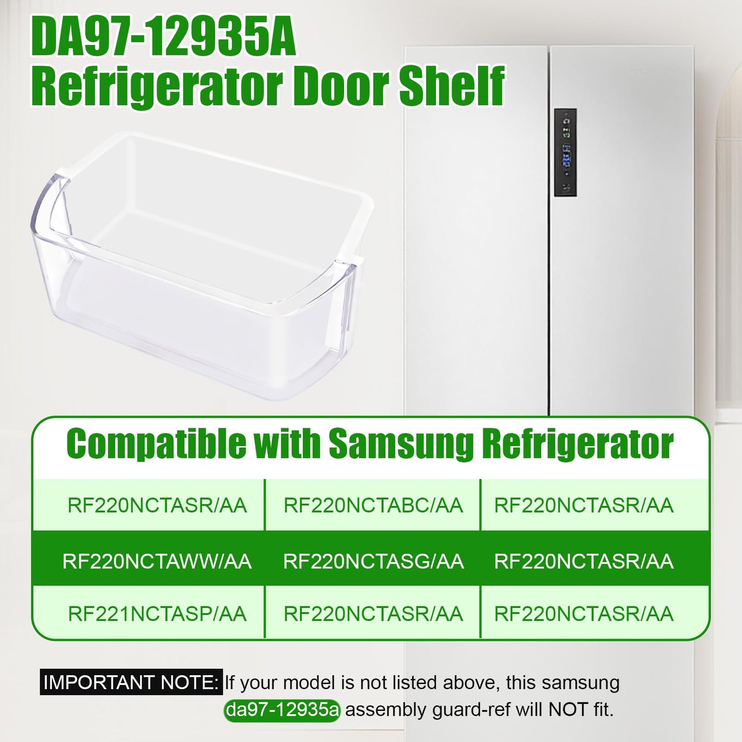 2 Pack DA97-12935A RF220NCTASR Door Bin Compatible with Samsung Refrigerator Door Shelf, Right & Left Fridge Door Shelf Parts RF220NCTAWW, RF220NCTASG, RF221NCTASR, Replaces Ap5651846, PS5575404