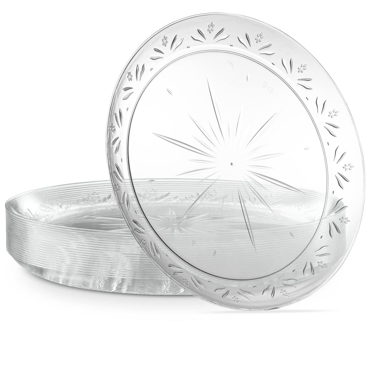 PLASTICPRO 10'' inch Premium Extra large Heavy Weight Crystal Clear Disposable Plastic Dinnerware Party Plates or Platter Pack of 40