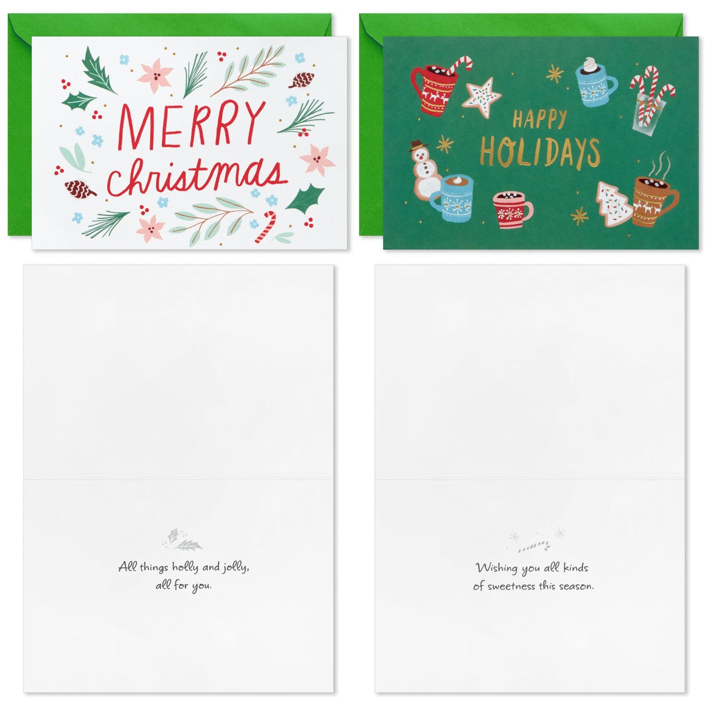 Hallmark Bulk Christmas Card Assortment, Playful Icons (72 Cards and 72 Envelopes) "Joy to the World," "Deck the Halls," Snowman, Cocoa, Pinecones, Tree
