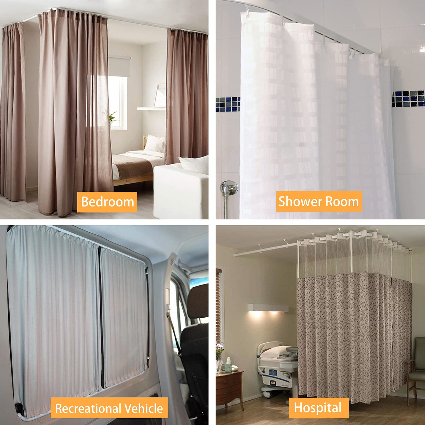 Flexible Ceiling Curtain Track | 7 Meters Curved Curtain Rail with Mute Rollers | Bendable Mount for Shower Bay Window RV Curtain Room Divider