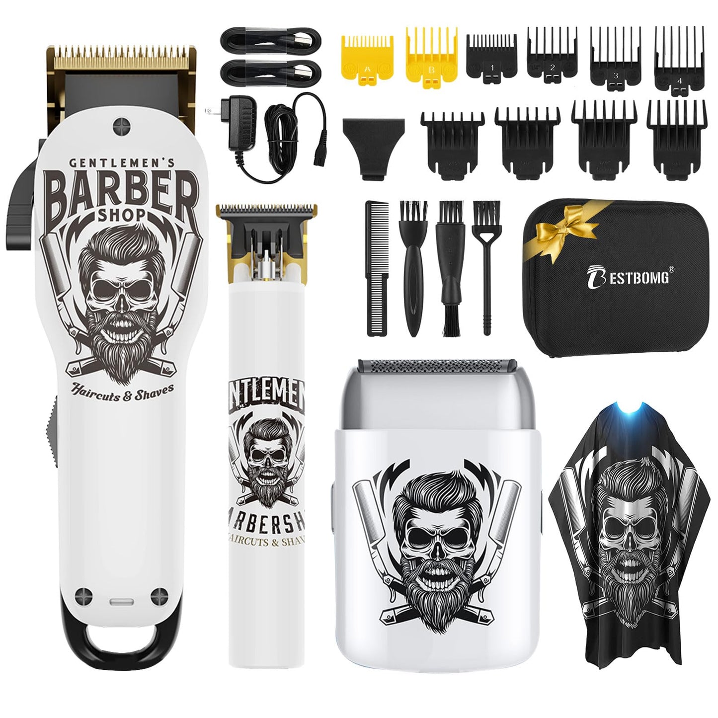BESTBOMG Hair Clippers for Men Professional, Beard Trimmer Kits & Sets, Electric Shavers, Hair Clippers & Trimmer Ceramic T-Blade, for Barber, for Gifts