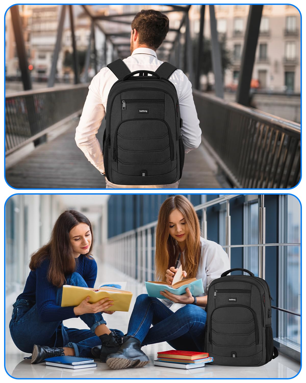 Laptop Backpack Men School Backpacks for Teen Boys Business Travel Anti Theft Book Bag with USB Charging Port,Water Resistant College Computer Bag Fits 15.6 Inch Notebook for Teenage,Black