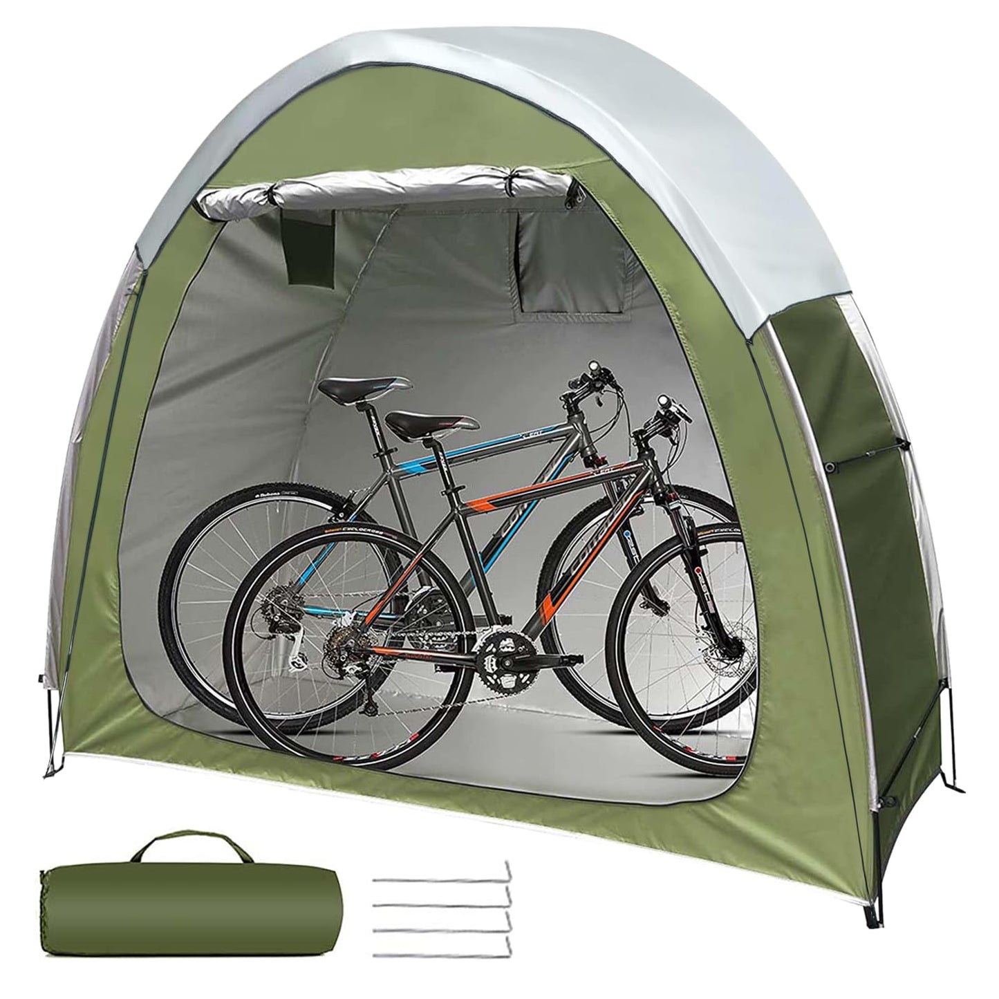 Bike Storage Tent Portable & Waterproof Bicycle Shed for 2 Bikes with Rain Cover, Heavy Duty Outdoor Bike Shelter Cover Backyard Storage