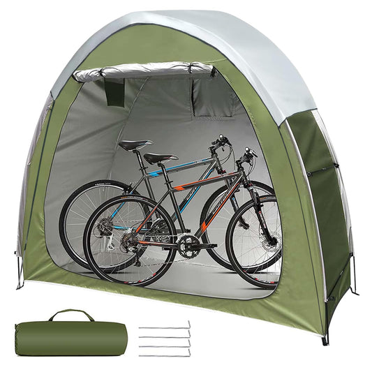 Bike Storage Tent Portable & Waterproof Bicycle Shed for 2 Bikes with Rain Cover, Heavy Duty Outdoor Bike Shelter Cover Backyard Storage