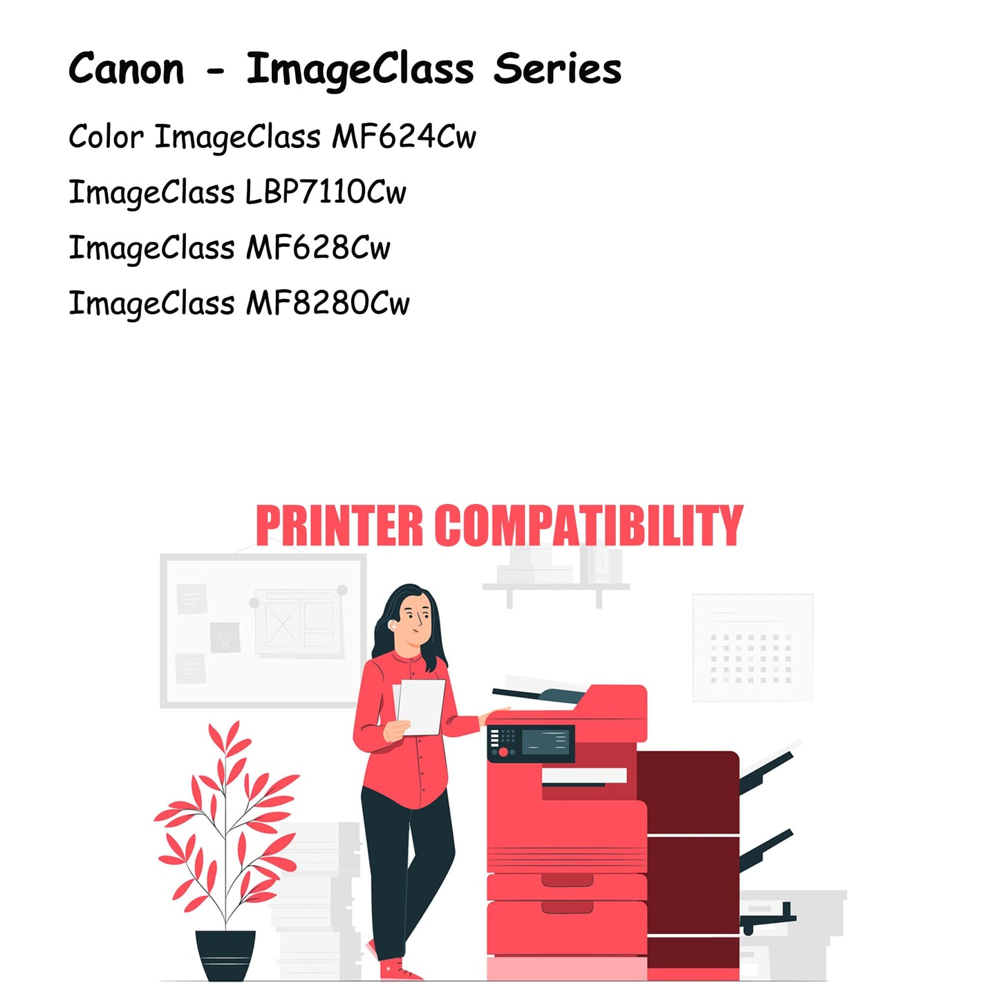 1 Set PrinterPro™ Compatible Replacement for Canon 131 Toner Cartridge CRG-131 crg131 canon-131 B/C/M/Y for Canon MF8280Cw MF624Cw MF624Cw MF628Cw Canon LBP7110Cw MF8280Cw Printers (1 Set (B/C/M/Y))