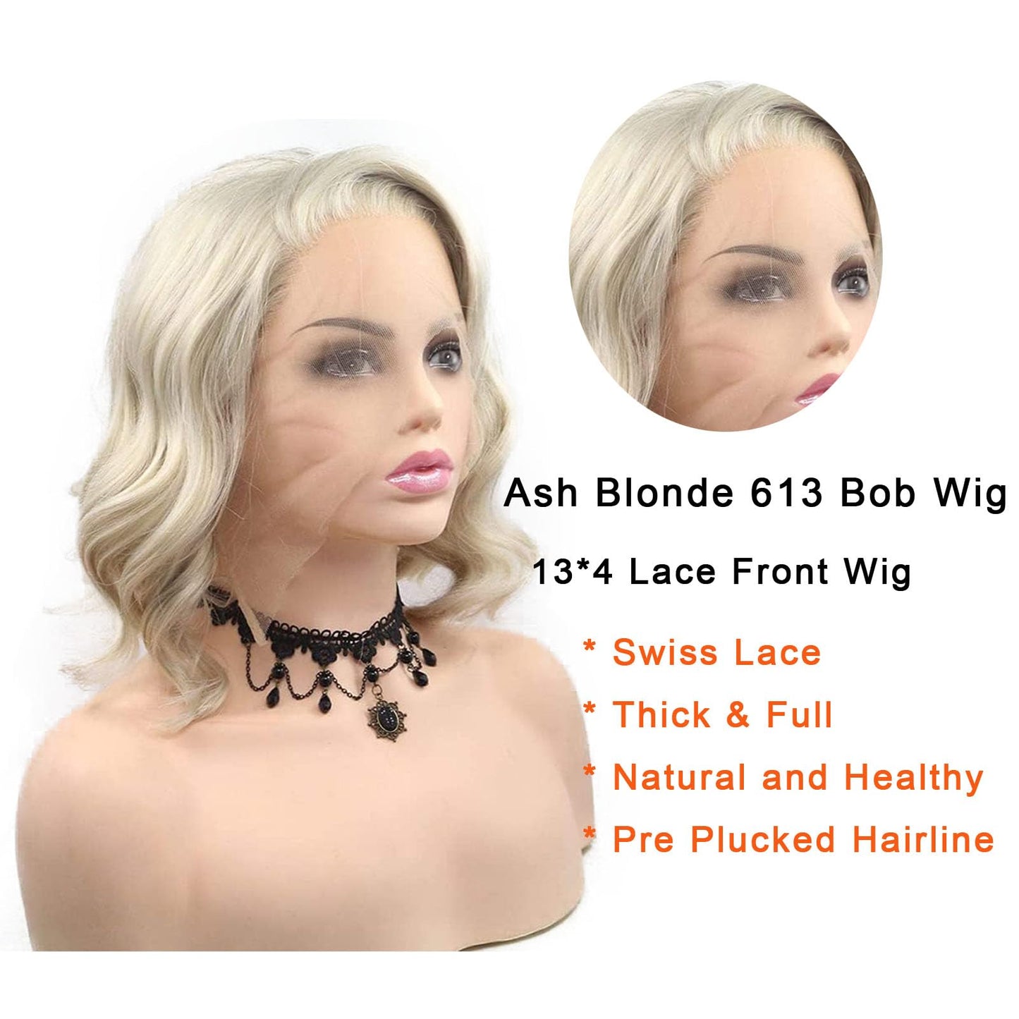 613 Blonde Short Curly Bob Wig Synthetic Lace Front Wig Loose Wave Platinum Natural Hairline Shoulder Free Part Length Heat Resistant Glueless Bob Cut Wigs for Women Cosplay Daily 12 Inch AFBeauty