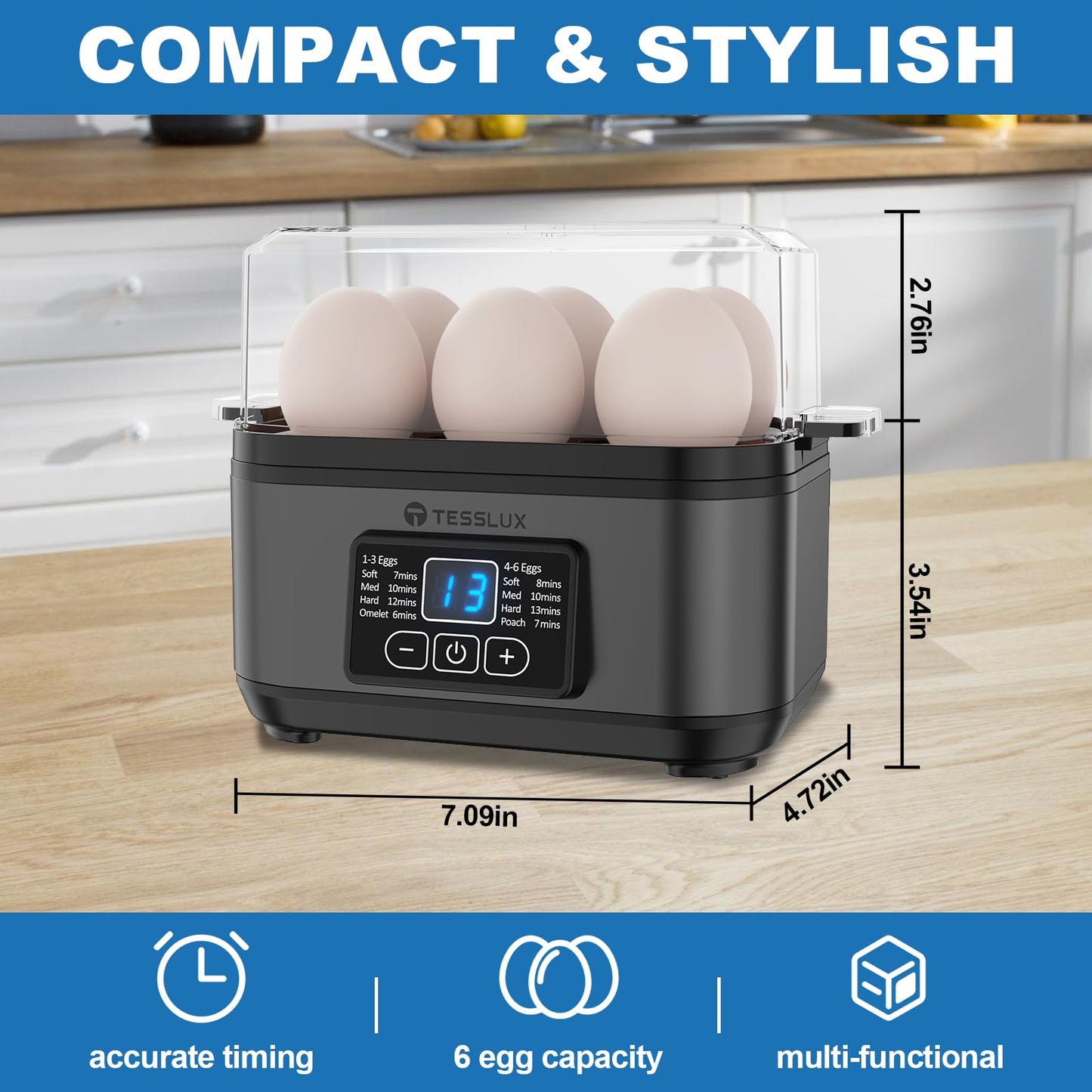 Tesslux Electric Rapid Egg Cooker, 6 Egg