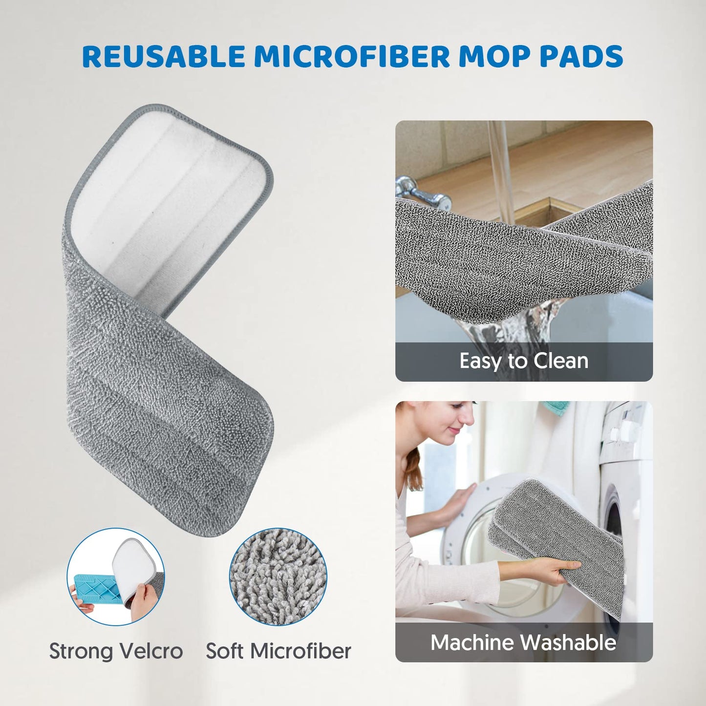 Spray Wet Mops for Hardwood Floor Cleaning - MEXERRIS Microfiber Hardwood Floor Mops with Sprayer 4 Reusable Washable Pads 2 Bottles Commercial Home Use for Laminate Wood Vinyl Tiles