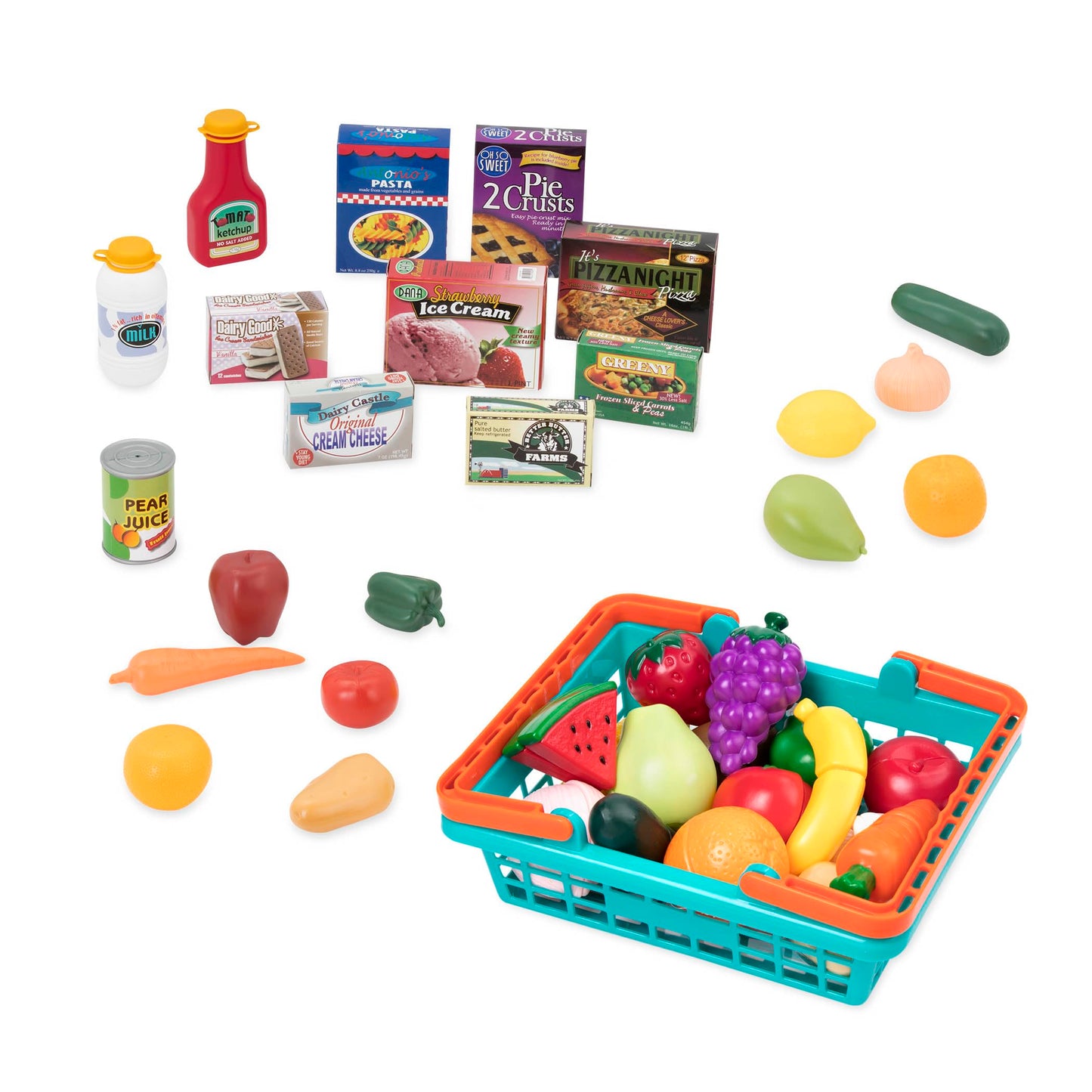Battat – Deluxe Grocery Playset – Toy Food for Toddlers – Shopping Cart Toy – 20+ Pretend Food Items – 3+ Years– Shopping Cart & Groceries Bundle
