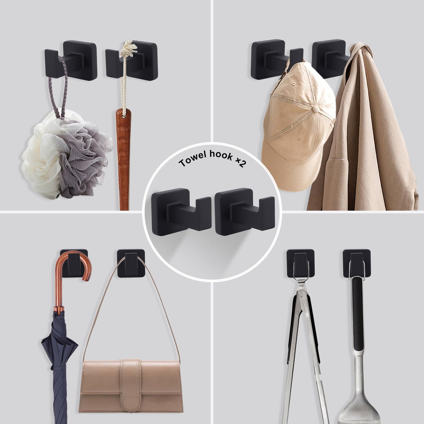 Ntipox 5 Pieces Matte Black Bathroom Hardware Accessories Set,23.6 Hand Towel Bar Set Black, Toilet Paper Holder, Towel Ring,Towel Rack Set Matte Black for Bathroom