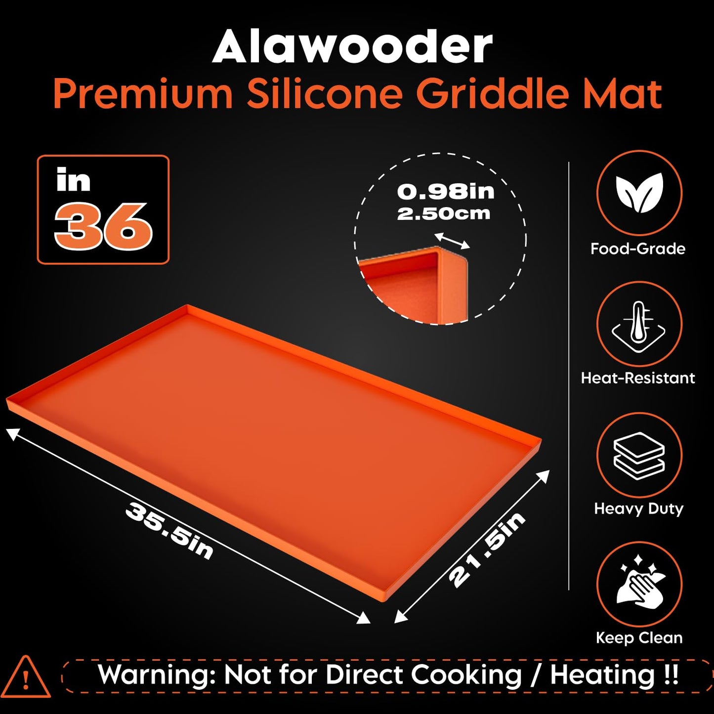Alawooder Silicone Griddle Mat for Blackstone Griddles 36 Inch - Food Grade Silicone Griddle Cover for Blackstone Flat Top Grill, 36" Thickened Buddy Mat Grilling Accessory for Black Stone Protection