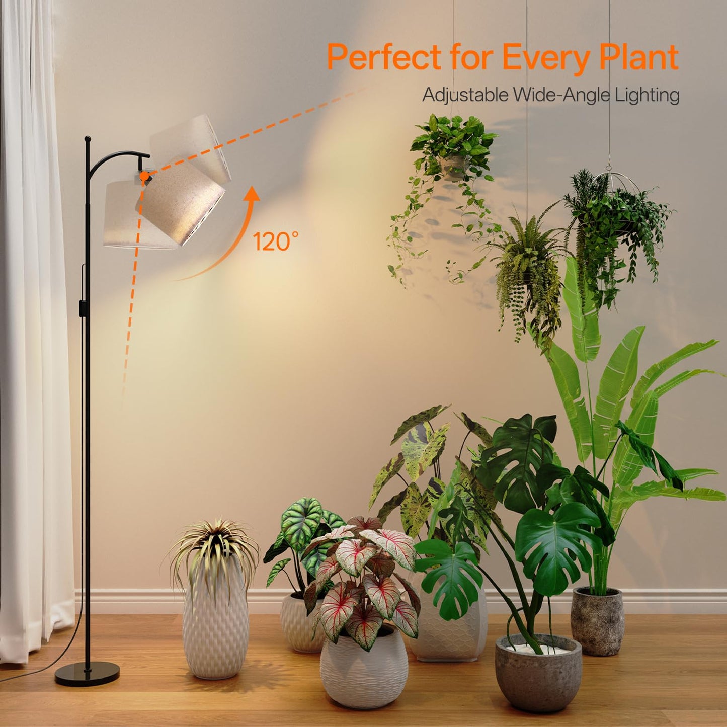Bstrip 70.8″ Tall Grow Lights for Indoor Plants, 3000K Full Spectrum Plant Light with Stand, Auto On/Off Timer & Adjustable Angle, 25W Led Floor Lamp for Plant Growth