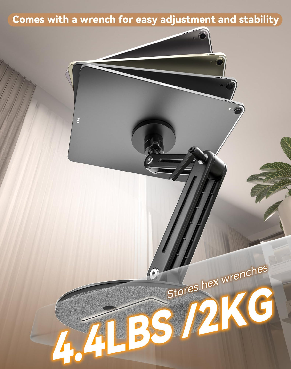 Magnetic Portable Monitor Stand 15.6" - VESA Mount 75mm 13.3" 14.1" 15.6" 17.3" 18.5 inch Screen for Desk Adjustable Foldable 360° Swivel Tool-Free