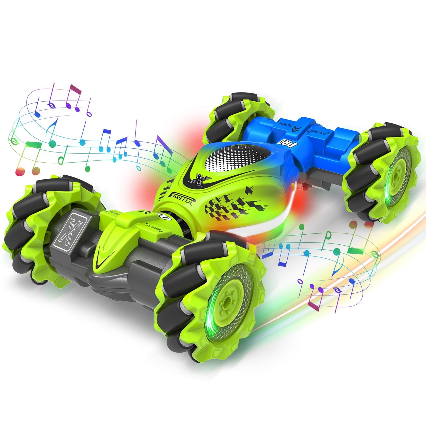 Fosgoit Gesture RC Car, 2.4GHz 4WD Gesture Sensing RC Stunt Car Toys for 6-12 Years Old Boys Girls, Hand Controlled Remote Drift Twist Offroad 360° Rotation with Lights Music for Birthday Gifts