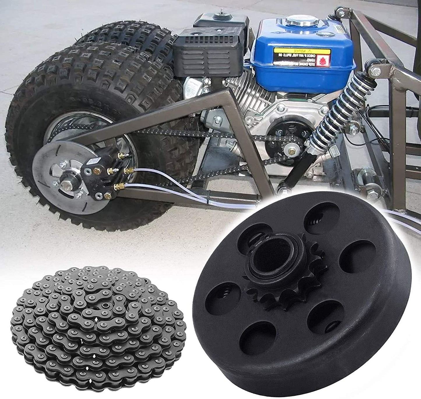 Go Kart Clutch 3/4" Bore 12T with #35 Chain Centrifugal Clutch and Chain for Go Kart Minibike Honda Kart Engines