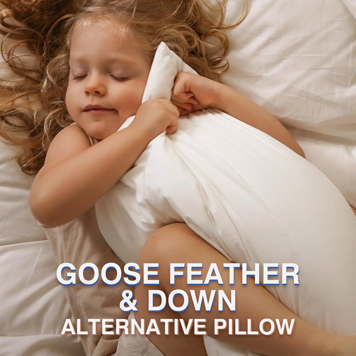 zibroges Goose Feather Pillow Queen Size Pack of 2 - Down Hotel Bed Pillows for Sleeping, Soft 600 Thread Count Cotton Cover, Fluffy Support Surround Fill Polyester for Back, Stomach, Side Sleepers