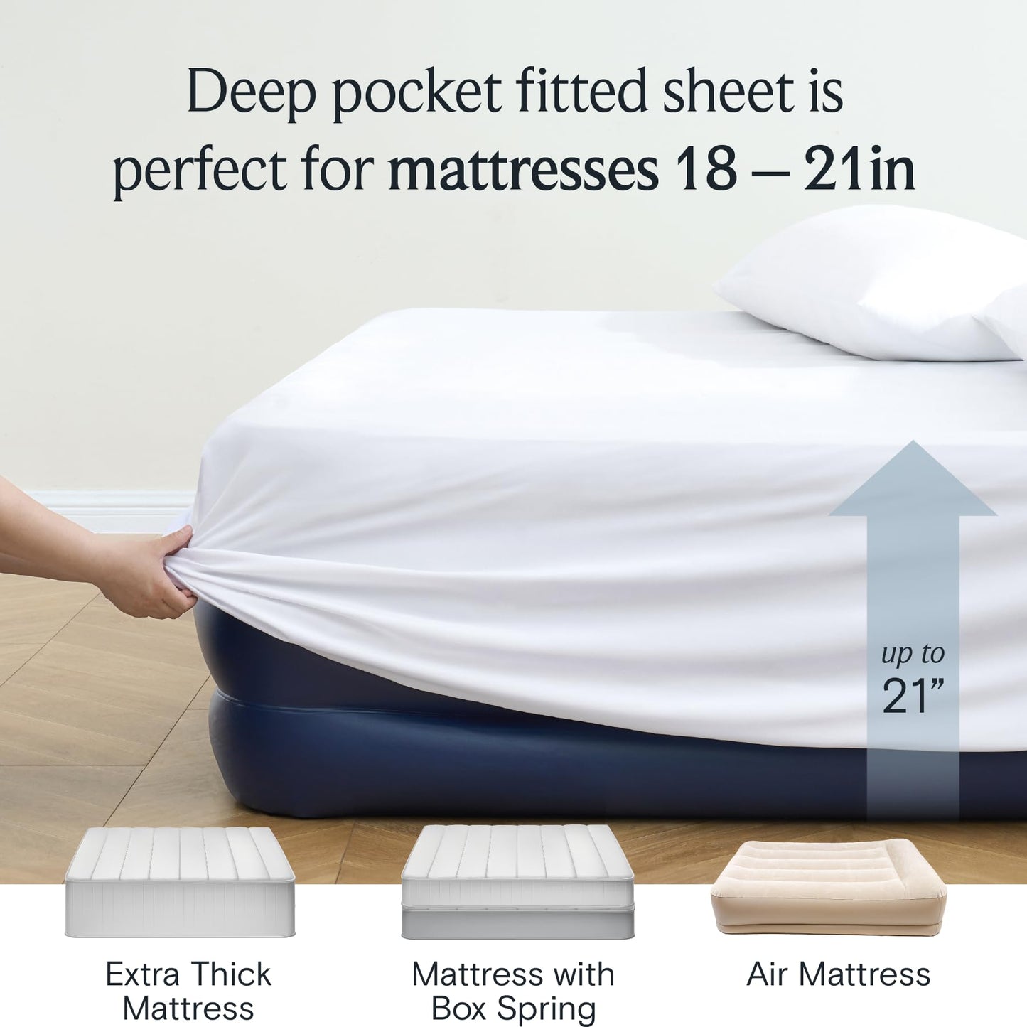 LuxClub 4 PC King Size Sheet Set Bed Sheets Deep Pockets Wrinkle Free Cooling Bed Sheets Machine Washable Hotel Bedding Silky Soft - White King