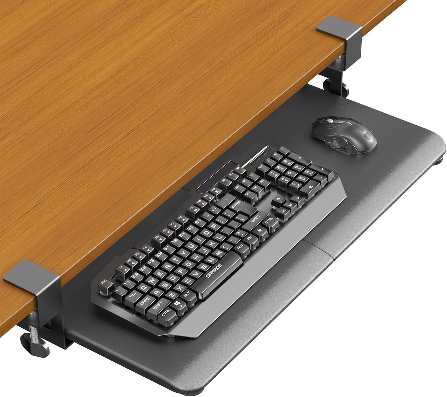 ERGOMAKER Keyboard Tray Under Desk 25.6"×11.8" (65×30cm), Ergonomic Sliding Keyboard & Mouse Tray Adjustable Slide Out Easy Assembly, Suitable for Office/Home/School (Black)