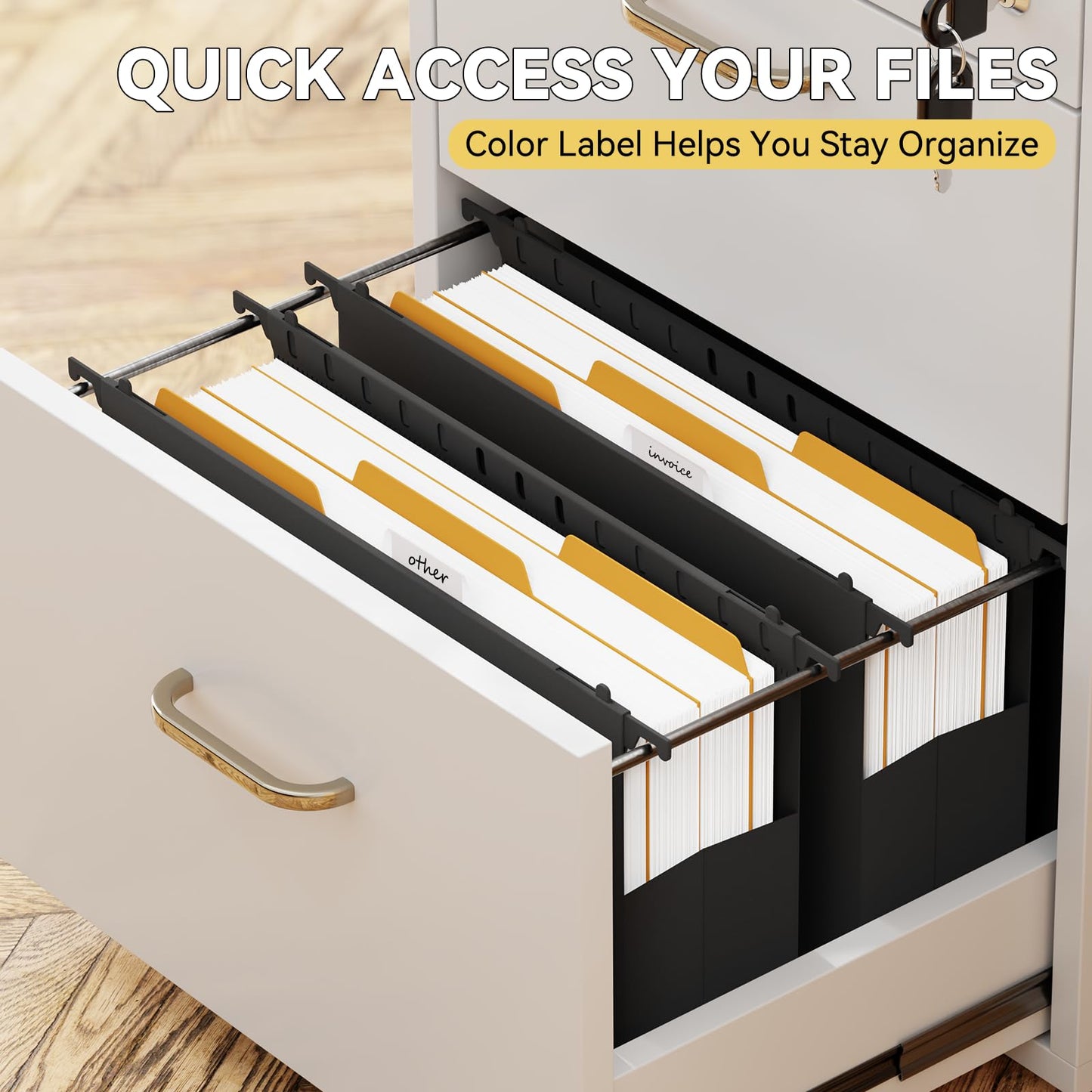 NORDUN Plastic Legal Hanging File Folders Extra Capacity,3" Expanding Pocket Legal Size,Expandable Large Black Hanging Folders with Tabs,Heavy Duty Filing Cabinet Folder for Bulky Files,6 Pack