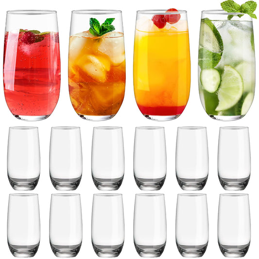 12 Pcs Crystal Highball Glasses, 16 oz Drinking Glasses, Tall Glass Sets, Water Glasses, Mojito Glass Cups, Bar Glassware, and Mixed Drink Cocktail Glass Set, Collins Glass Tumblers