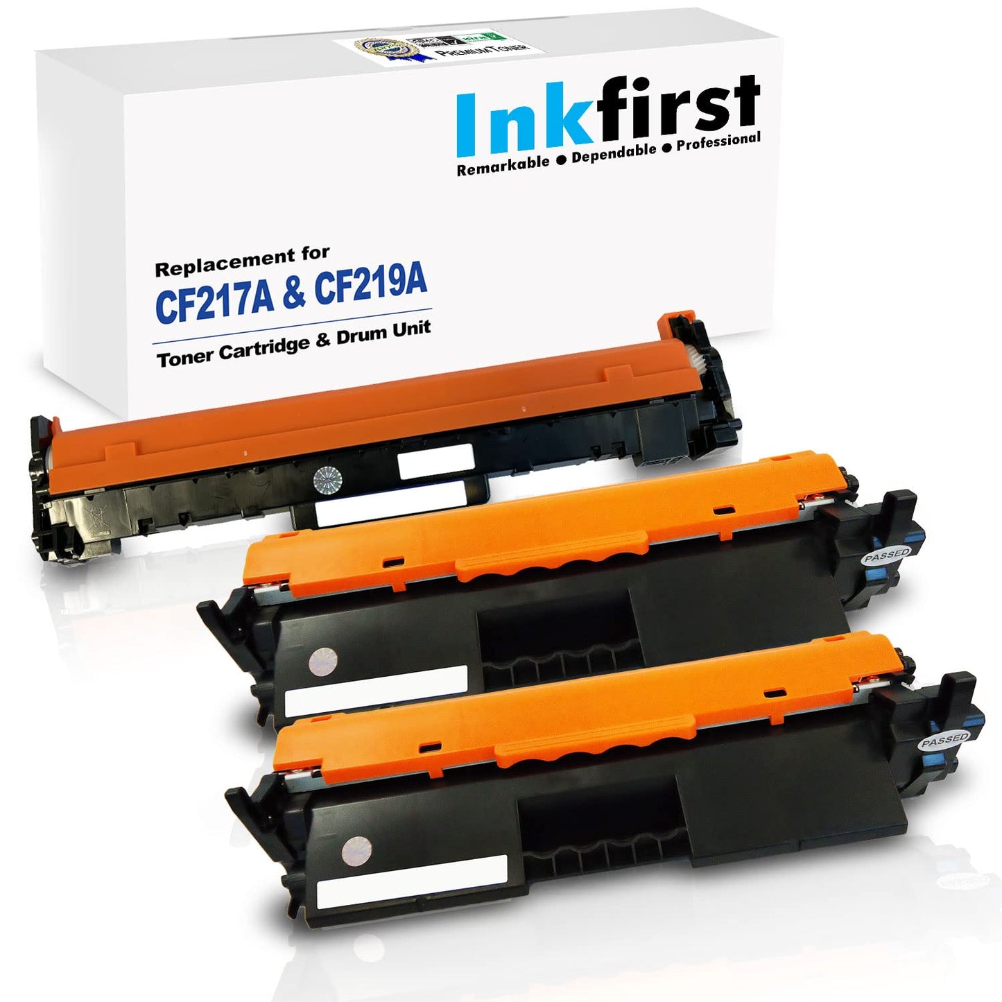 3PK-Inkfirst Compatible Toner Cartridges & Drum Unit Replacement for HP CF217A (with CHIP) CF219A (2 Toner + 1 Drum) LaserJet Pro M102a M102w MFP M130a M130fn M130fw M130nw