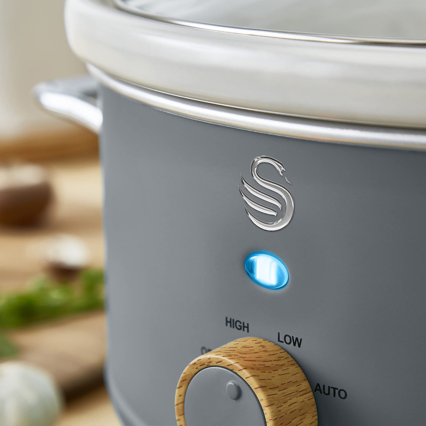 Salton Swan Nordic-Style Slow Cooker with Removable Ceramic Pot, 3.5 Litre, Slate Grey