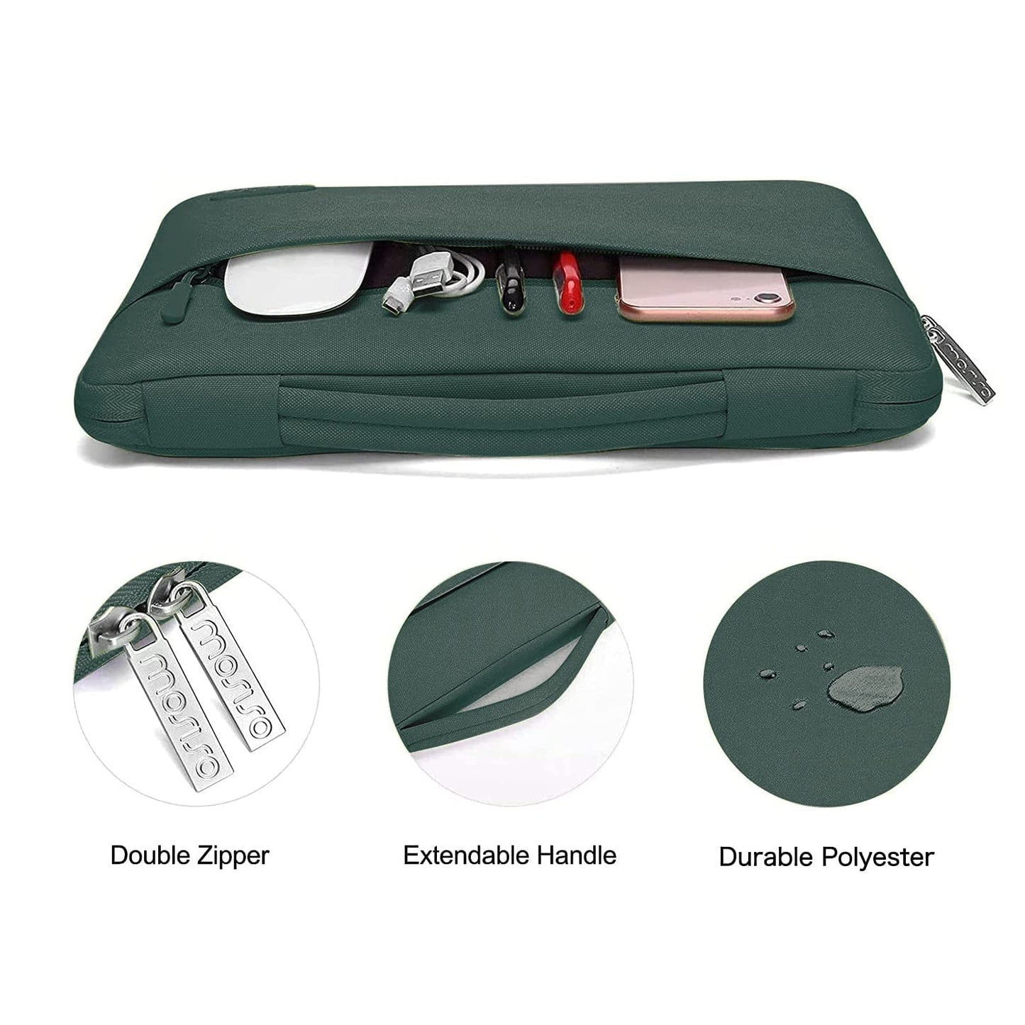 MOSISO Compatible with MacBook Air 15 inch Case M5 2026 M4 2025 M3 M2 2024 2023 A3448 A3241 A3114 A2941,Protective Hard Shell&Carrying Sleeve Bag&Keyboard Cover&Webcam Cover&ScreenFilm, Emerald Green