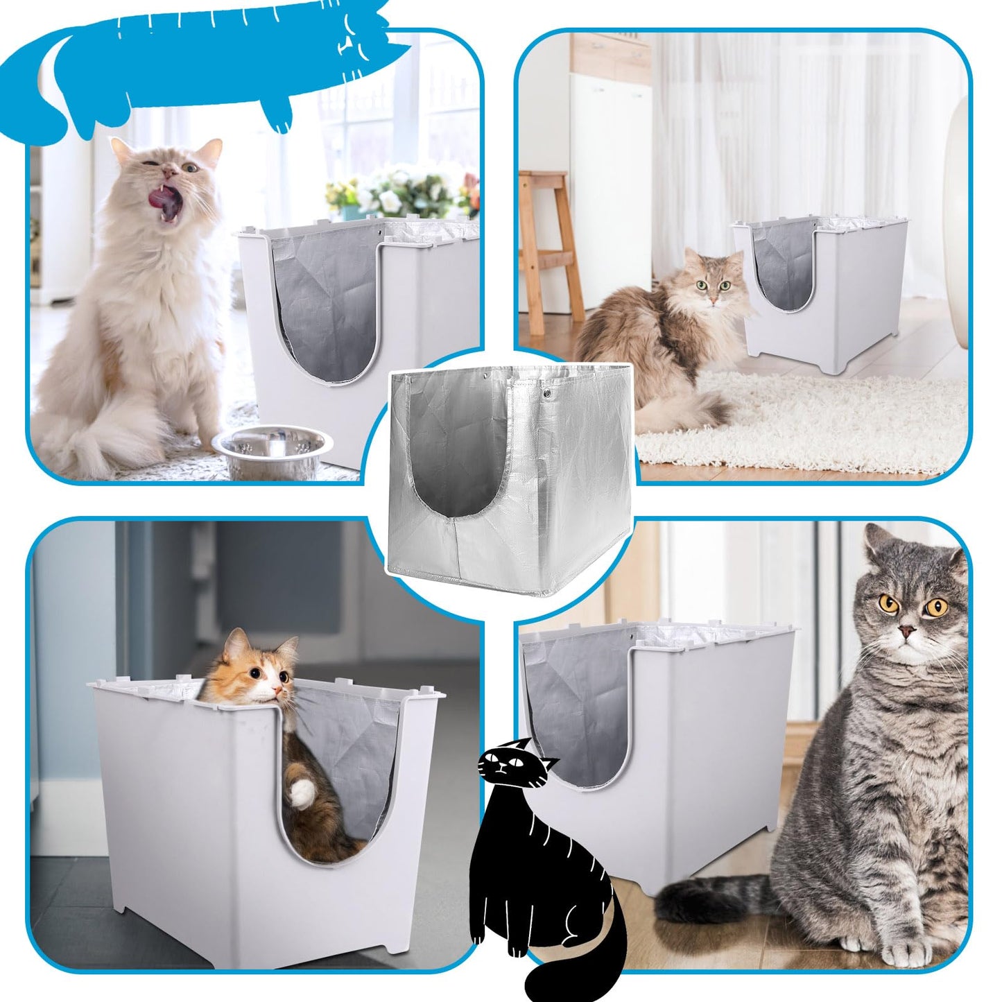 Liner F Compatible with Modkat Flip Litter Box - Reusable Liners for Flip Litter Box - Liner F for Cat Litter Box (4 Pack)