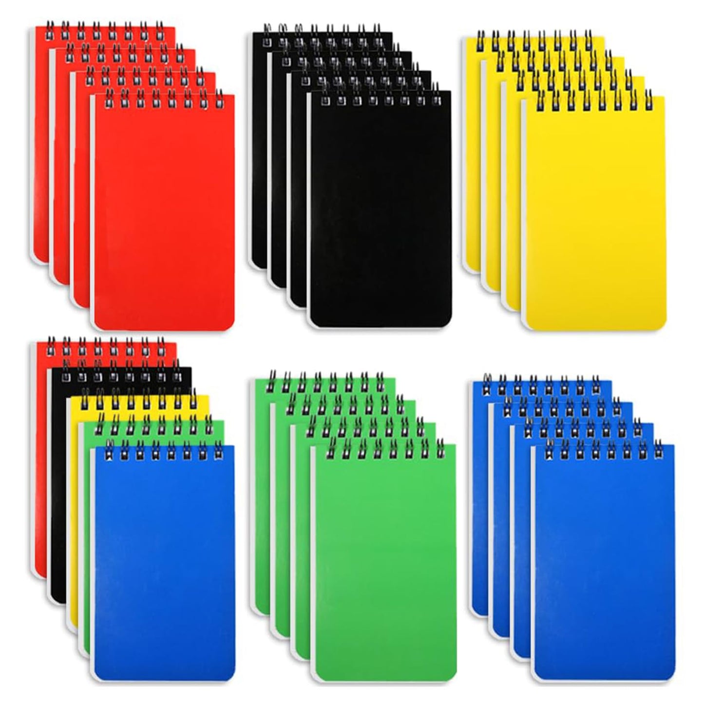 Voittozege 75 Sheets/50Pack Top Spiral Memo Pads, 3"x5" Small Spiral Notebook Lined, A7 Spirals Pocket Potebooks for Memo Pad at School, Home, Office, 5 Colors